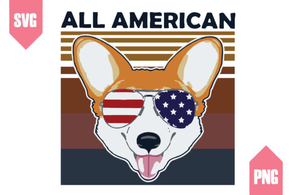 All American Corgi Dog SVG PNG