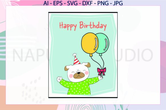Birthday Card Dog Svg