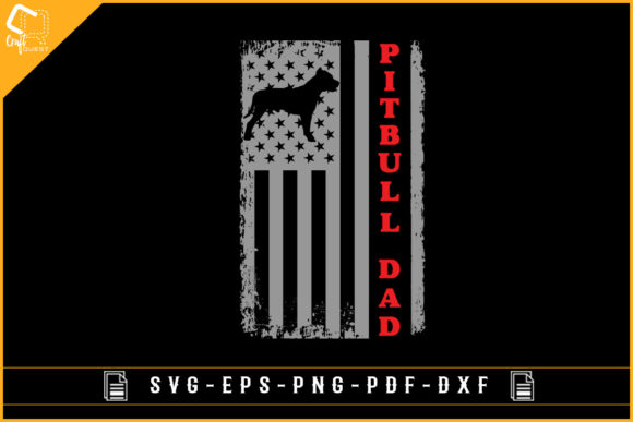 Pitbull Dad with USA Grunge Flag